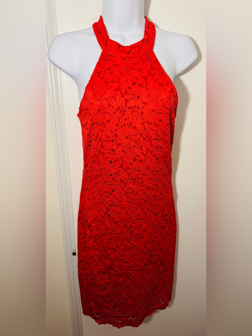 Zara Red Lace Halter Mini Dress